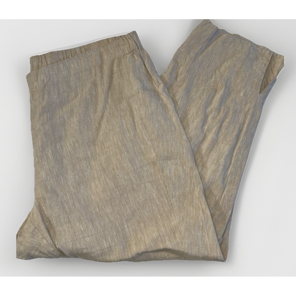 Women's J Jill Pull On Linen Blend‎ Pants Neutral Beachy Pull On Sz 1X  Stretch